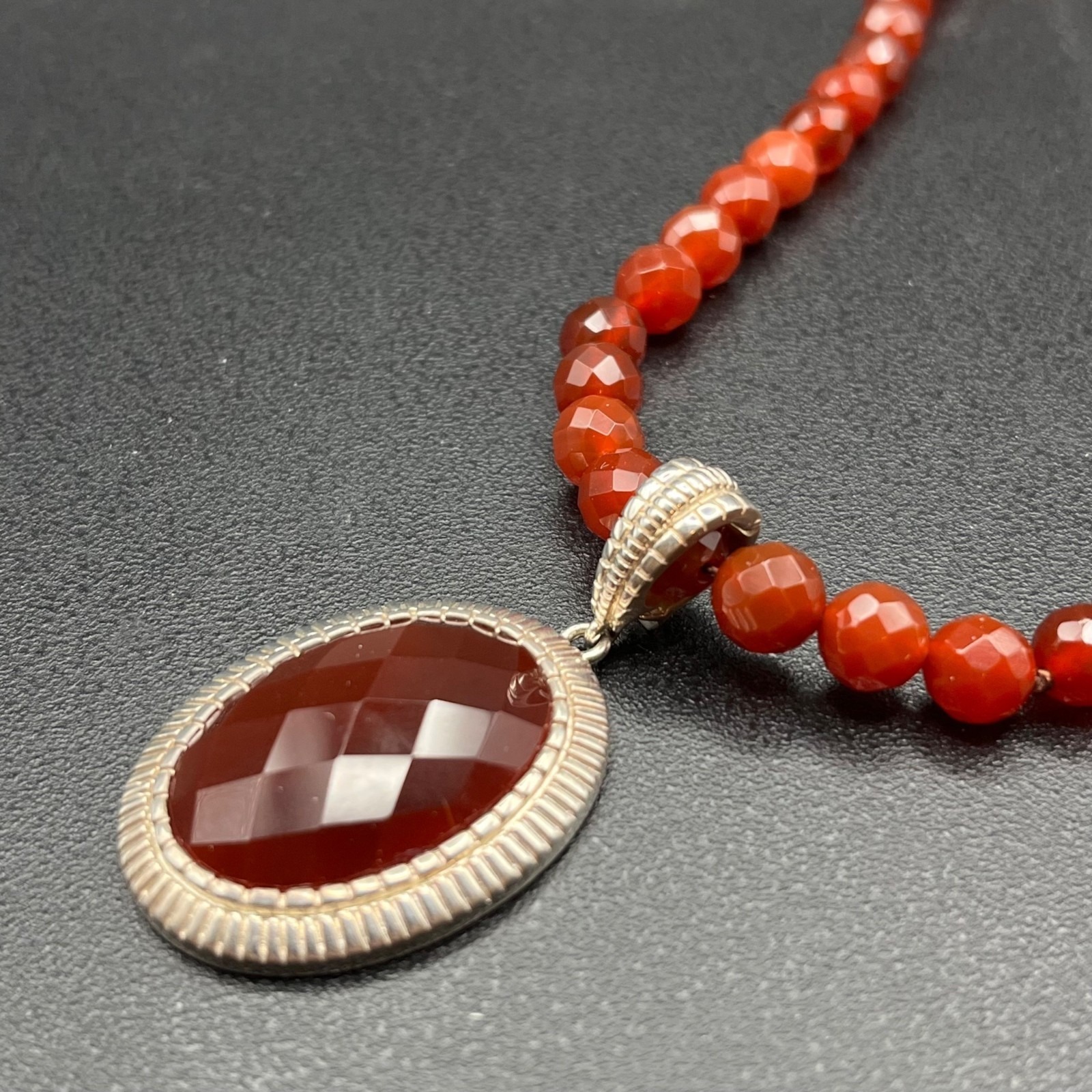 Whitney Kelly Sterling Carnelian Enhancer Pendant Necklace, 18" Strand